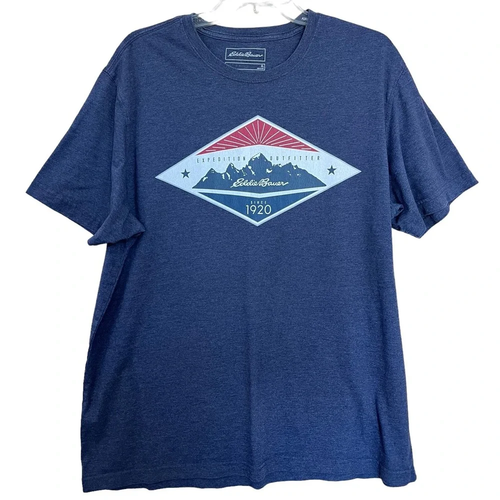 Eddie Bauer TShirt Adult XL Blue Expedition Outfitter Mountain Graphic Camping